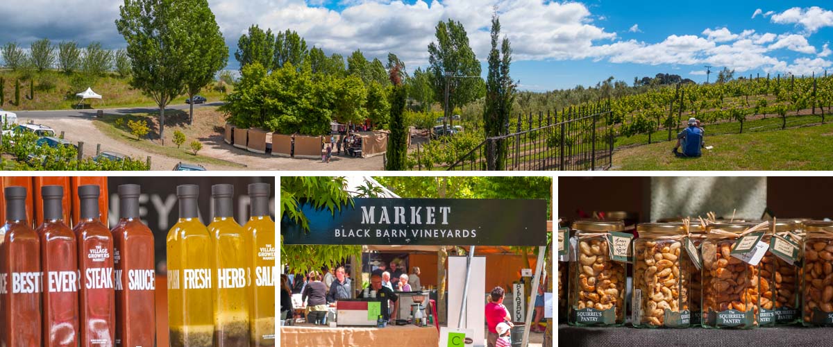 Black Barn Vineyards Market, a highlight in Summer, nice setting in the vines surrounded with shading trees. Local growers, backers and producers
