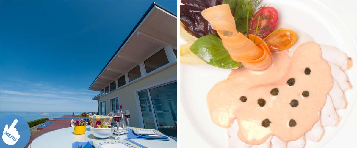Small boutique hotel with amazing sea view serves lunch for guests on the private deck area