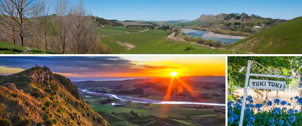 Sunset over the Tuki Tuki river, take a trip through the Valley of the Tuki Tuki and discover a charming drive through vines, orchards and near boutique accommodation