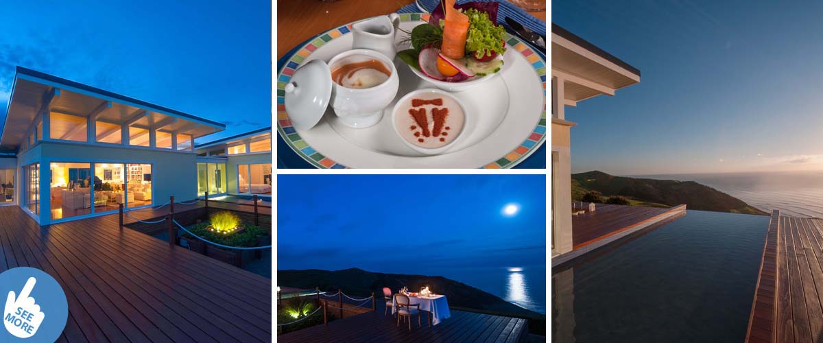 Romantic dinner by a full moon night, the shine of the glittering Pacific Ocean in front of you. The best stay to awake the next morning to an unforgettable sunrise 
