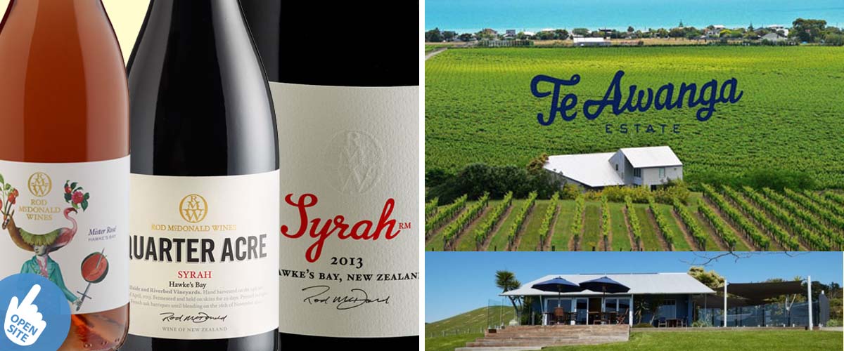 Te Awanga Estate Winery, Rod McDonald. winemaker of Syrah, Rose, hidden vineyard restaurant and accommodation with view to the sea.